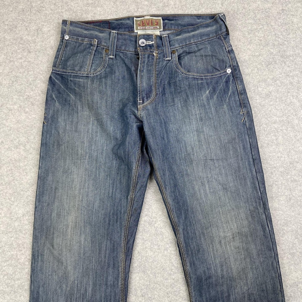 Levis Jeans Mens 32x30 (32x29) Blue Slim Straight Medium Wash Denim 5-Pocket